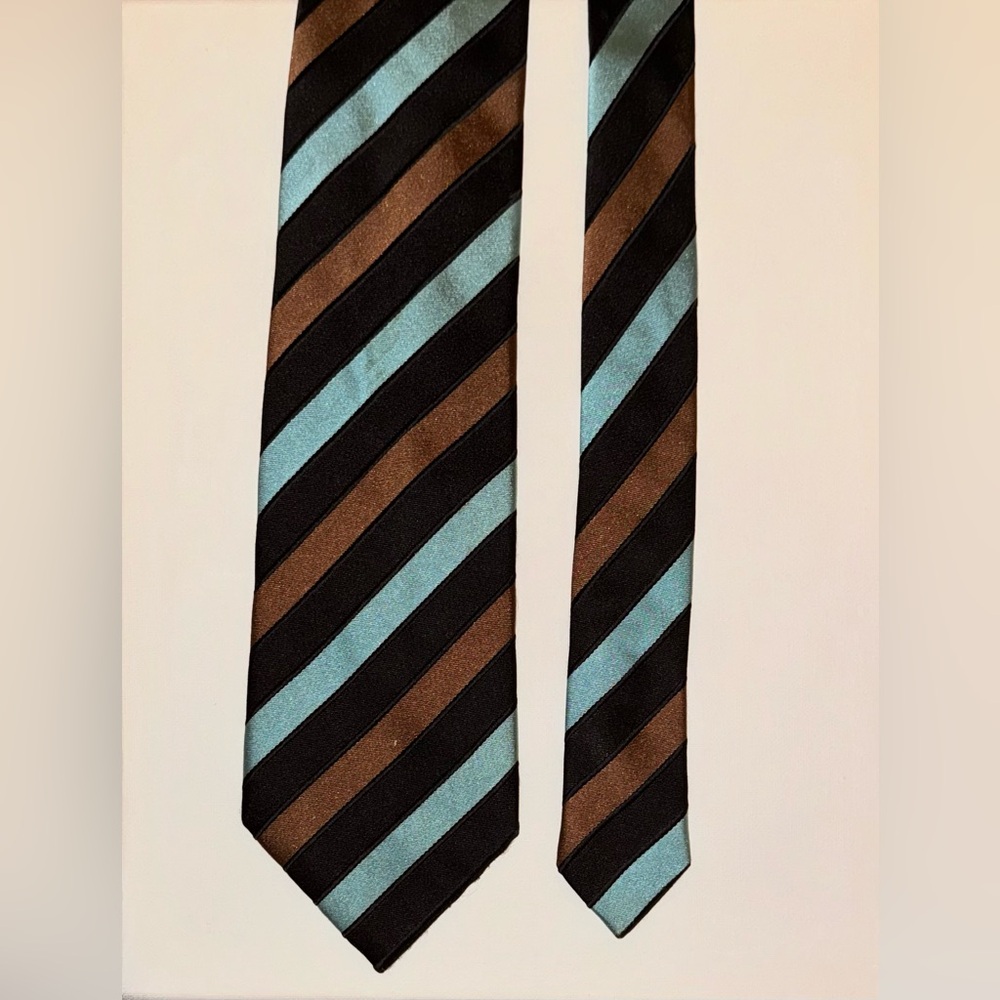 Stefano Ricci Striped Silk Tie - Brown and Blue